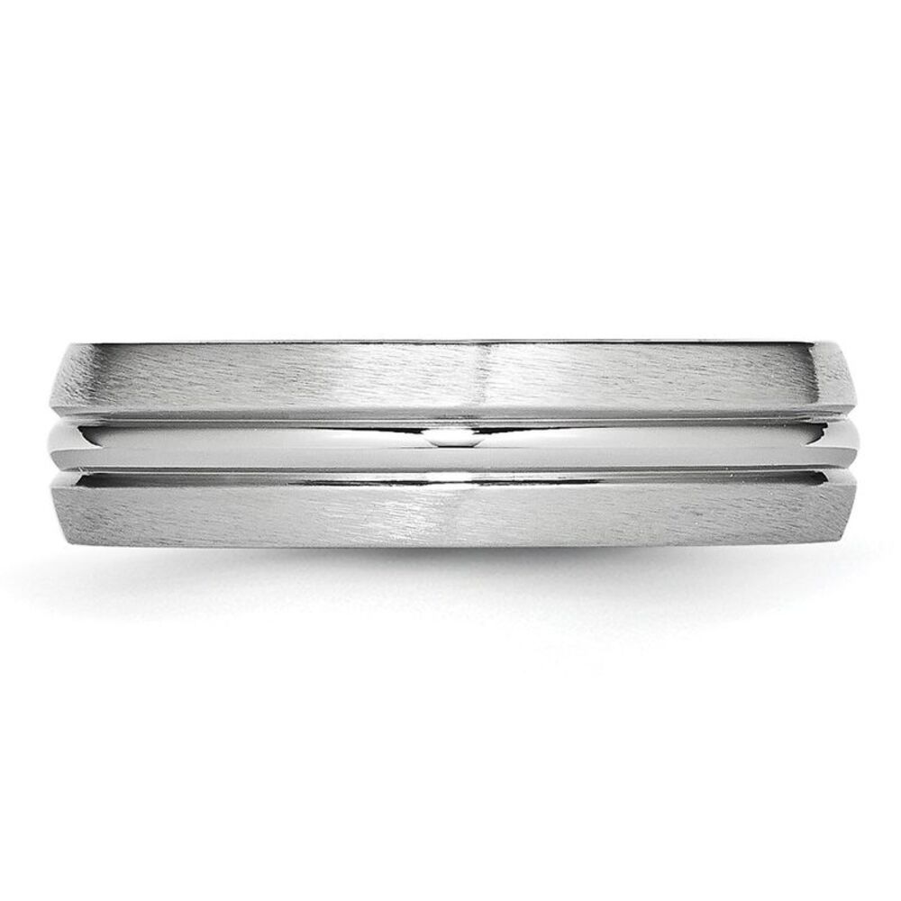 Chisel Cobalt Satin & Polished Grooved 6mm Band - image 3